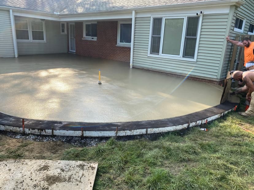 New concrete patio pour